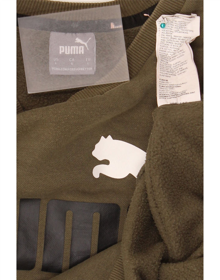 PUMA Felpa con grafica da uomo Maglione grande in cotone kaki