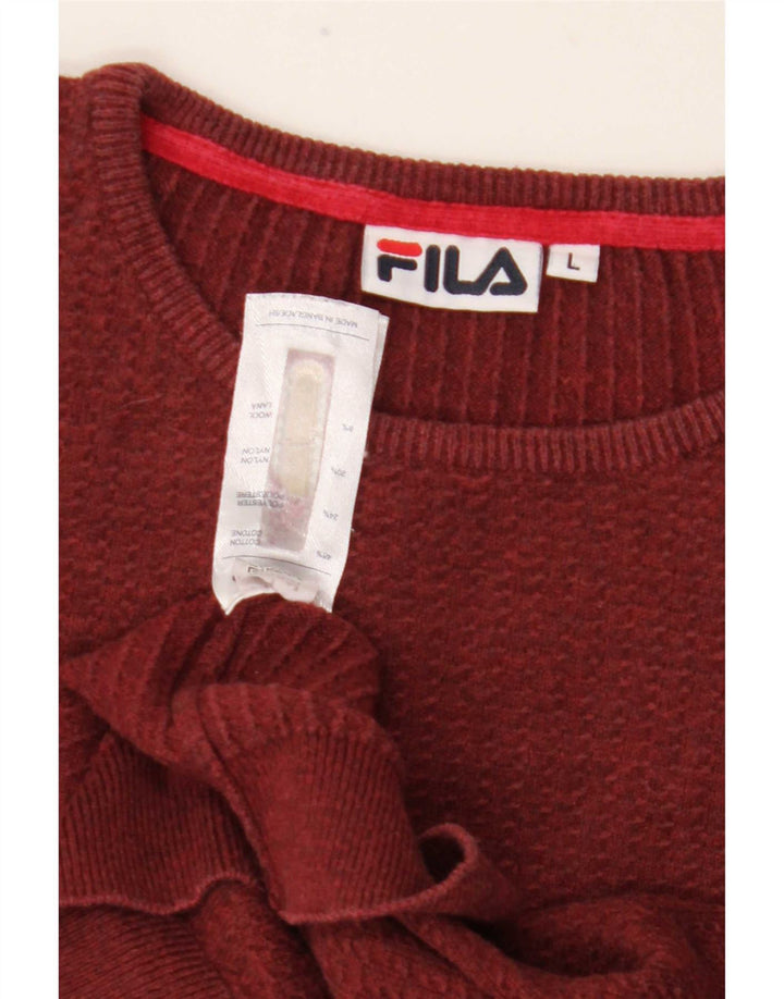 Maglione maglione girocollo da uomo Fila grande in cotone bordeaux