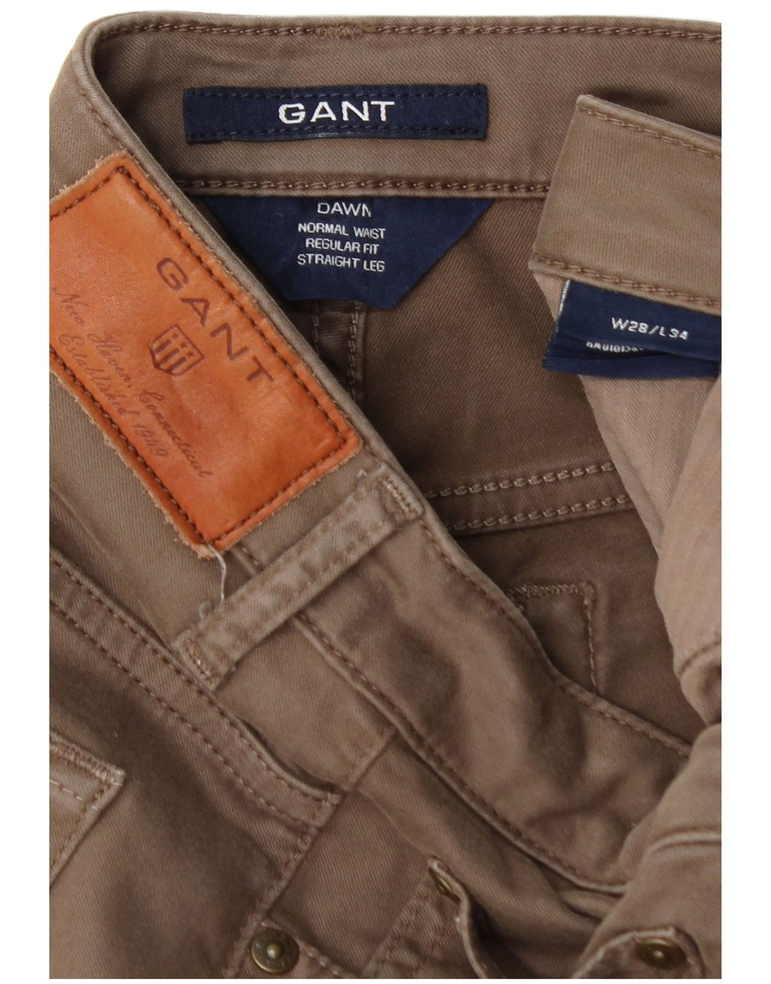 GANT Pantaloni chino da donna Dawn dritti vestibilità regolare W28 L29 cotone marrone