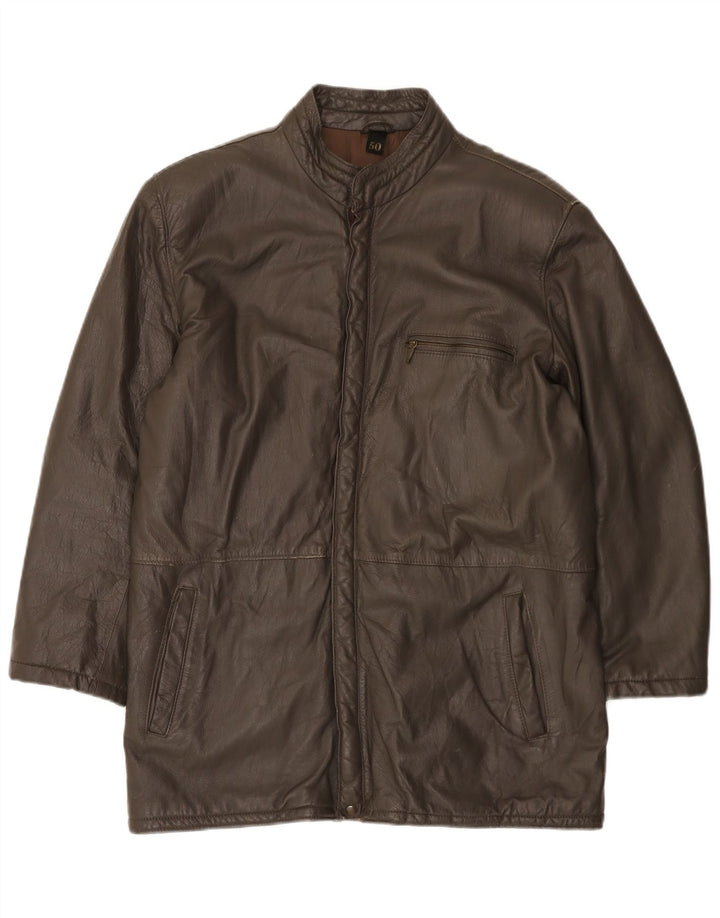 Giacca in pelle vintage da uomo IT 50 grande marrone