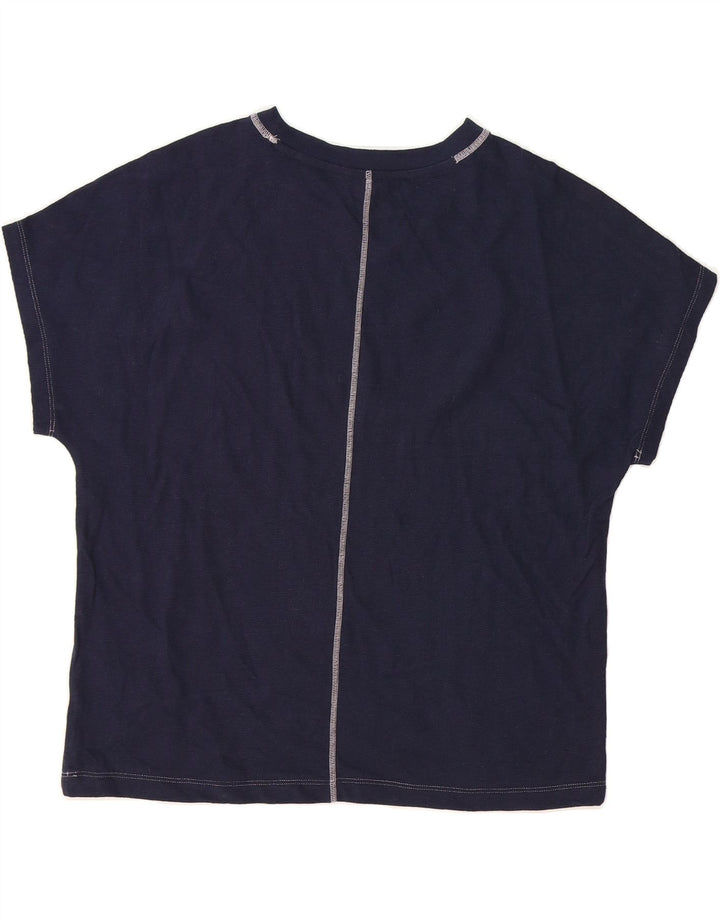 MARKS & SPENCER Womens Oversized T-Shirt Top UK 14 Large Navy Blue Cotton Vintage Marks & Spencer and Second-Hand Marks & Spencer from Messina Hembry 