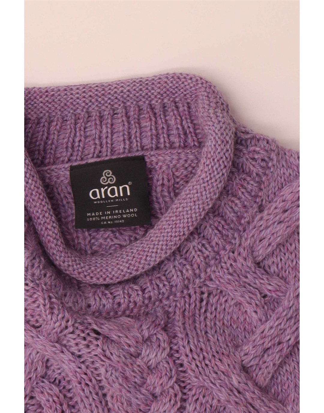 Maglione a collo alto da donna Aran Wollen Mills UK 14 Viola medio