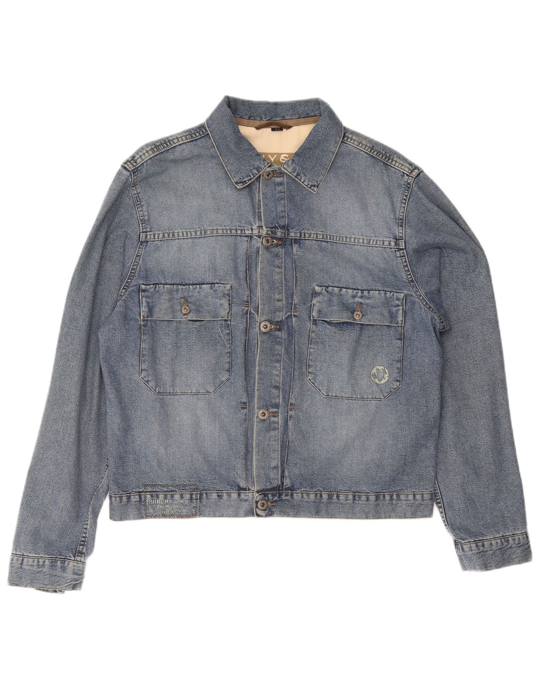 MURPHY & NYE Mens Denim Jacket UK 38 Medium Blue Cotton