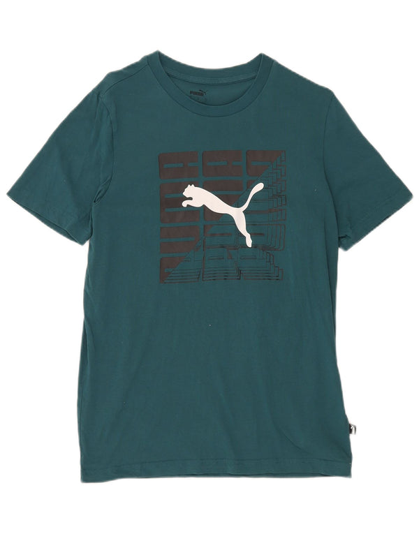 T-shirt grafica da uomo Puma Top Small in cotone verde