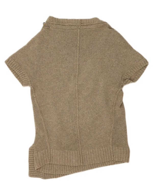 FAT FACE Womens Short Sleeve Cardigan Sweater UK 14 Medium Green Cotton