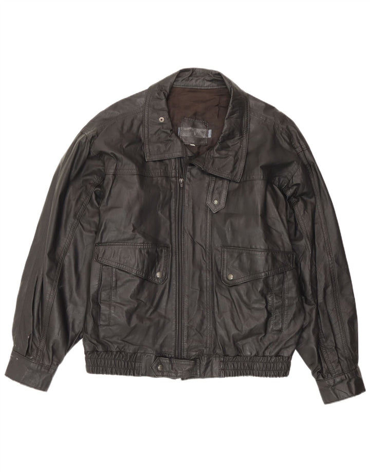 Giacca in pelle vintage da uomo UK 42 XL nera