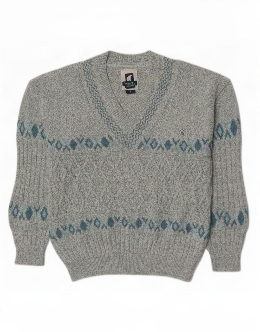 Polo Nord Maglione da uomo Evolution con scollo a V Blu medio geometrico