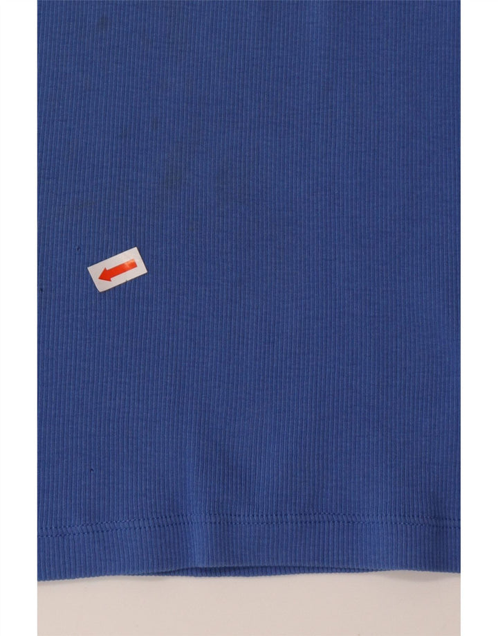 RALPH LAUREN Top da donna manica 3/4 UK 12 cotone blu medio