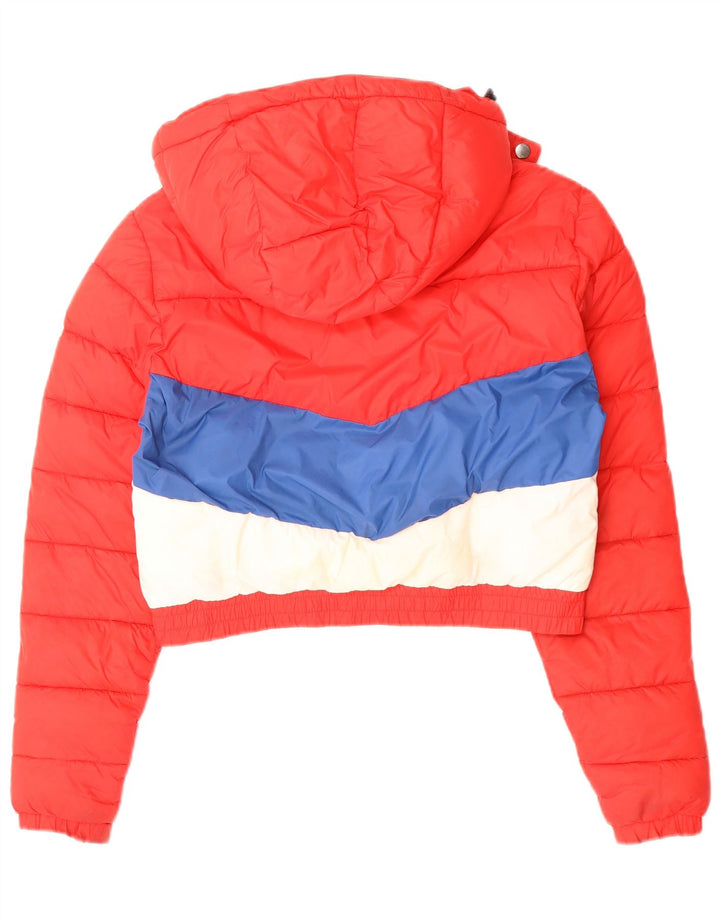 Giacca imbottita con cappuccio corta da donna SUPERDRY UK 10 Small Red Colourblock