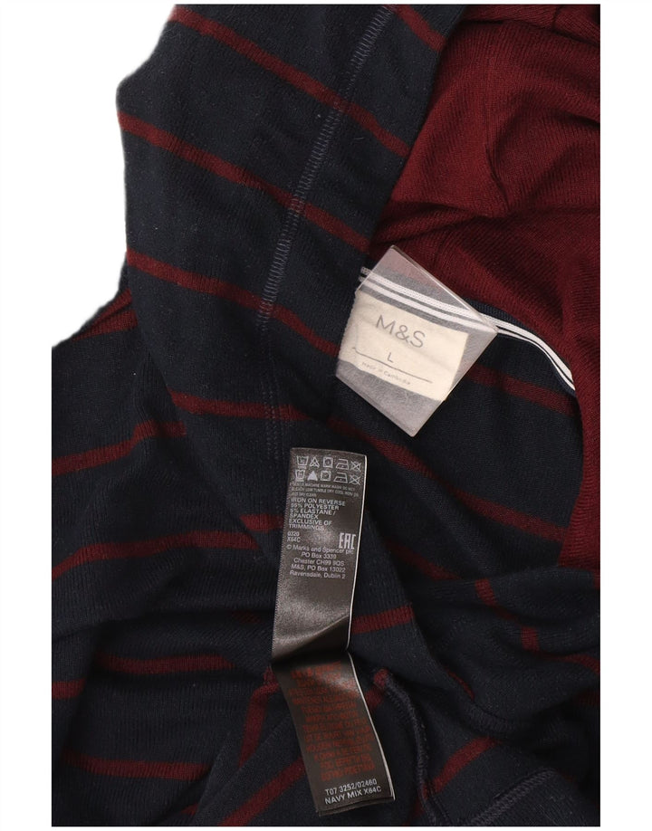 Marks & Spencer Top da uomo con cappuccio a maniche lunghe a righe grandi blu navy