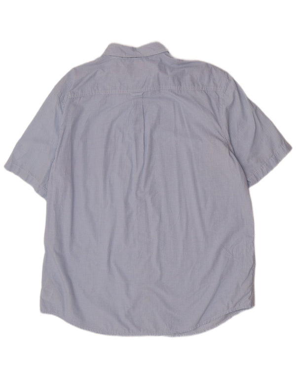 Camicia a maniche corte da uomo Chaps Easy Care XL in cotone a quadri blu