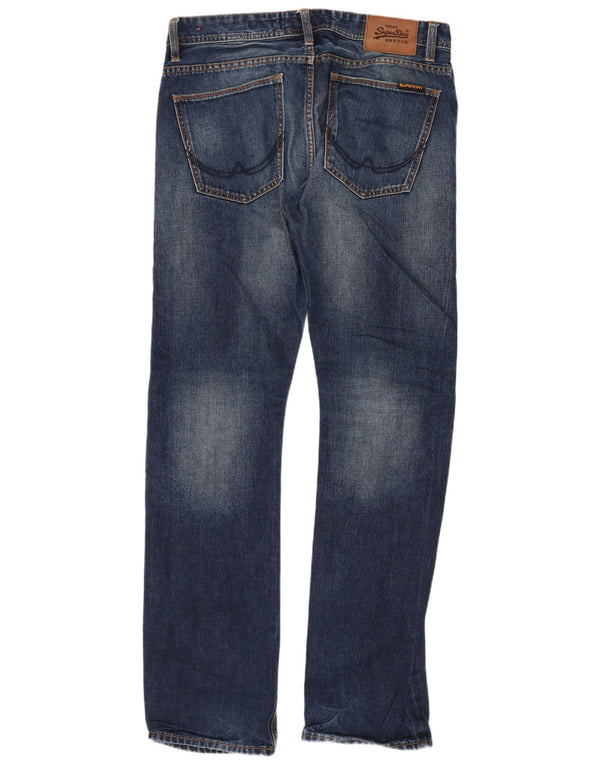 Jeans dritti invecchiati da uomo Superdry W32 L32 cotone blu