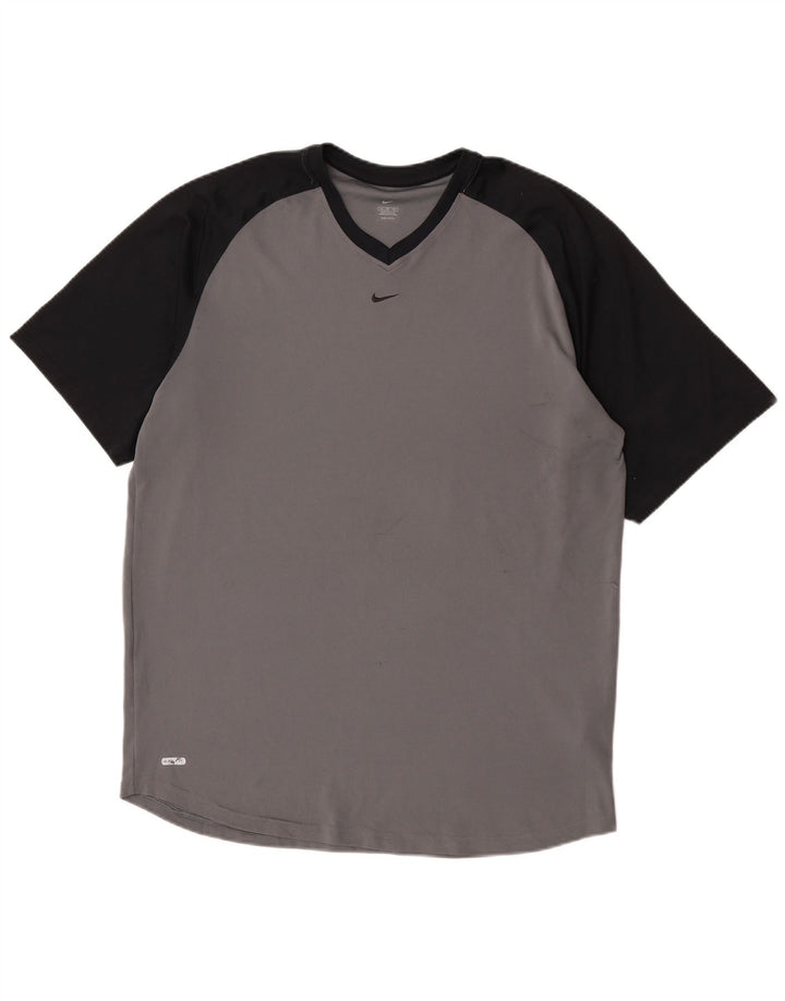 T-shirt Nike Dri Fit da uomo XL in poliestere color block grigio