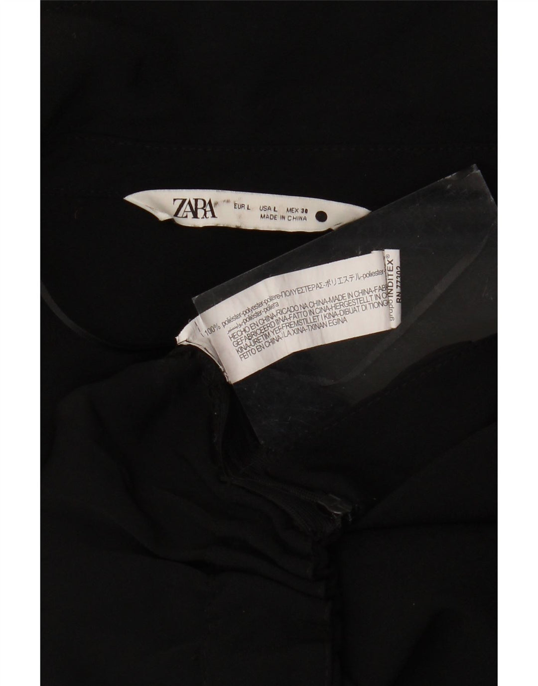 Camicetta corta da donna Zara con maniche a 3/4, taglia UK 14, grande, poliestere nero