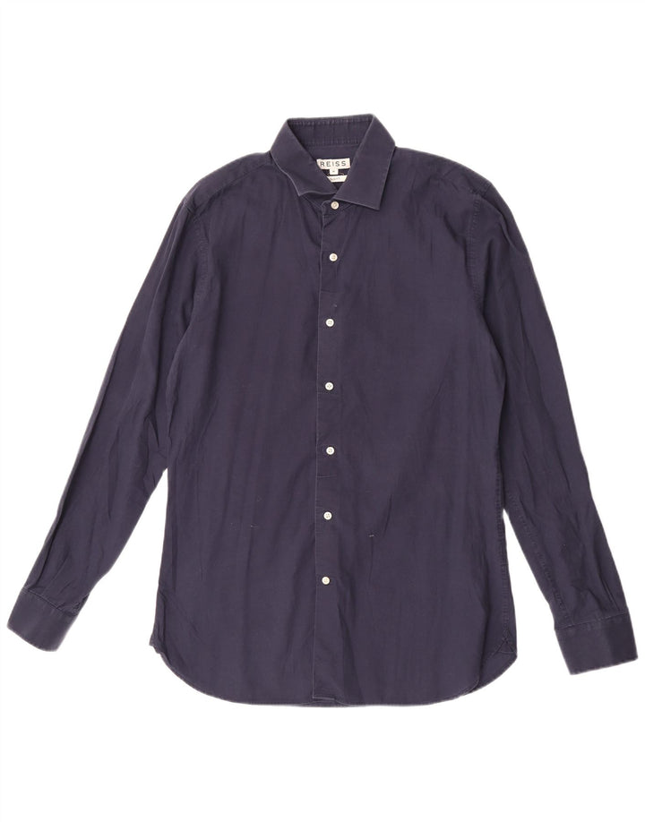 Camicia Reiss da uomo slim fit in cotone blu navy medio