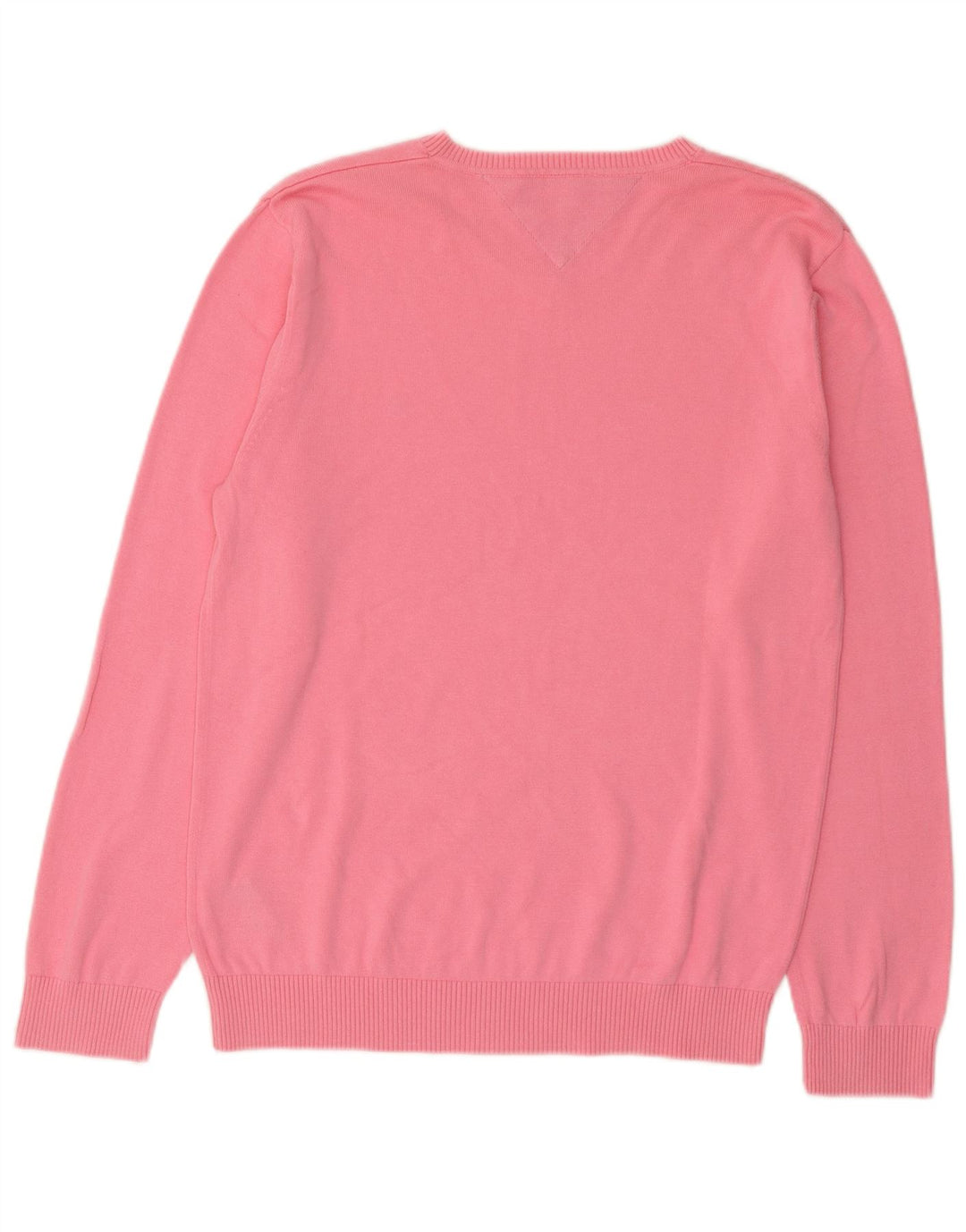 Maglione maglione con scollo a V da uomo Tommy Hilfiger grande cotone rosa