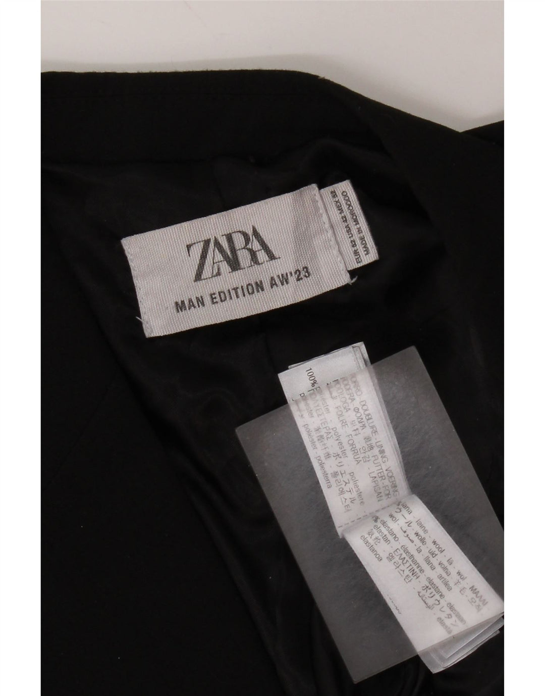 Giacca blazer doppiopetto da uomo Zara EU 52 grande lana nera