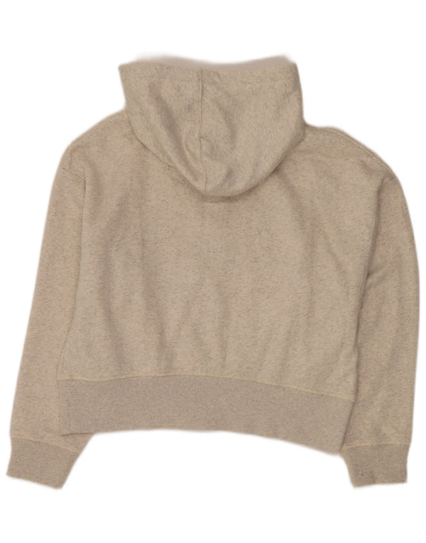 CALVIN KLEIN Maglione corto con cappuccio e zip da donna UK 10 Piccolo bianco sporco chiazzato