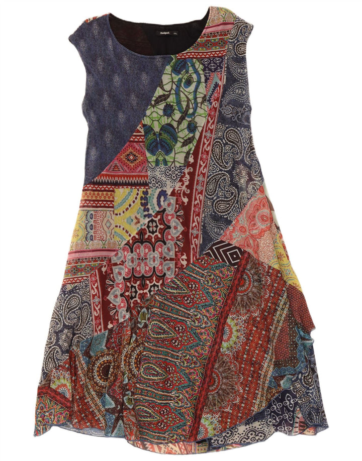 Desigual Abito da donna a linea A con grafica UK 20 2XL Patchwork multicolore