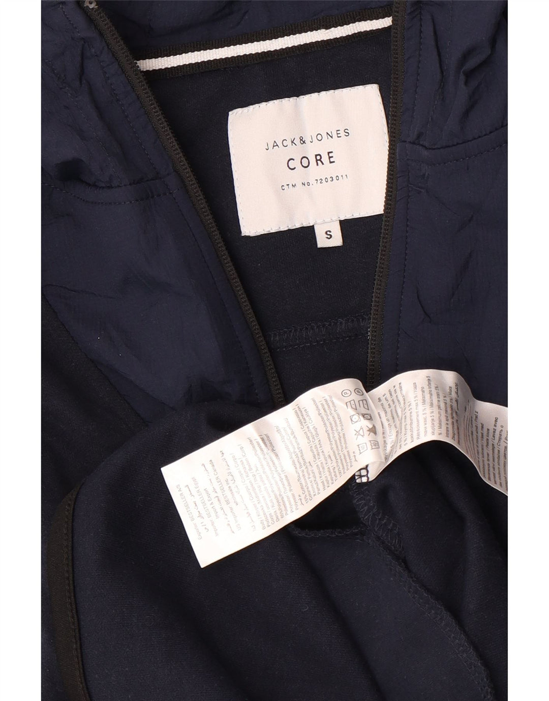 Jack & Jones Maglione con cappuccio da uomo con zip e collo piccolo in poliestere blu navy