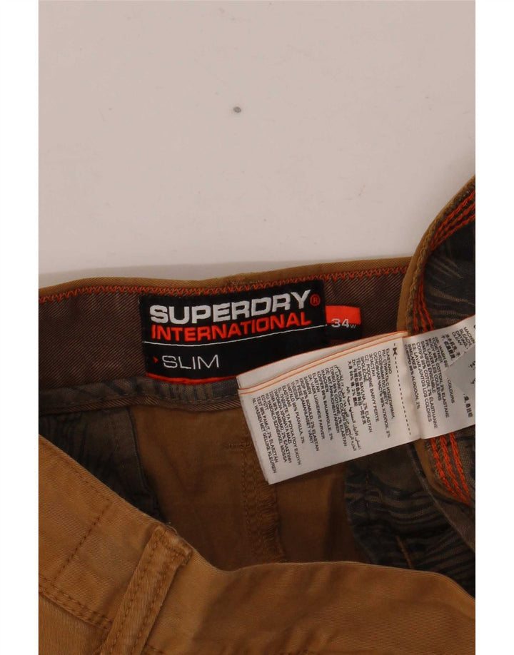 Pantaloncini chino slim da uomo Superdry W34 Large Beige Cotton