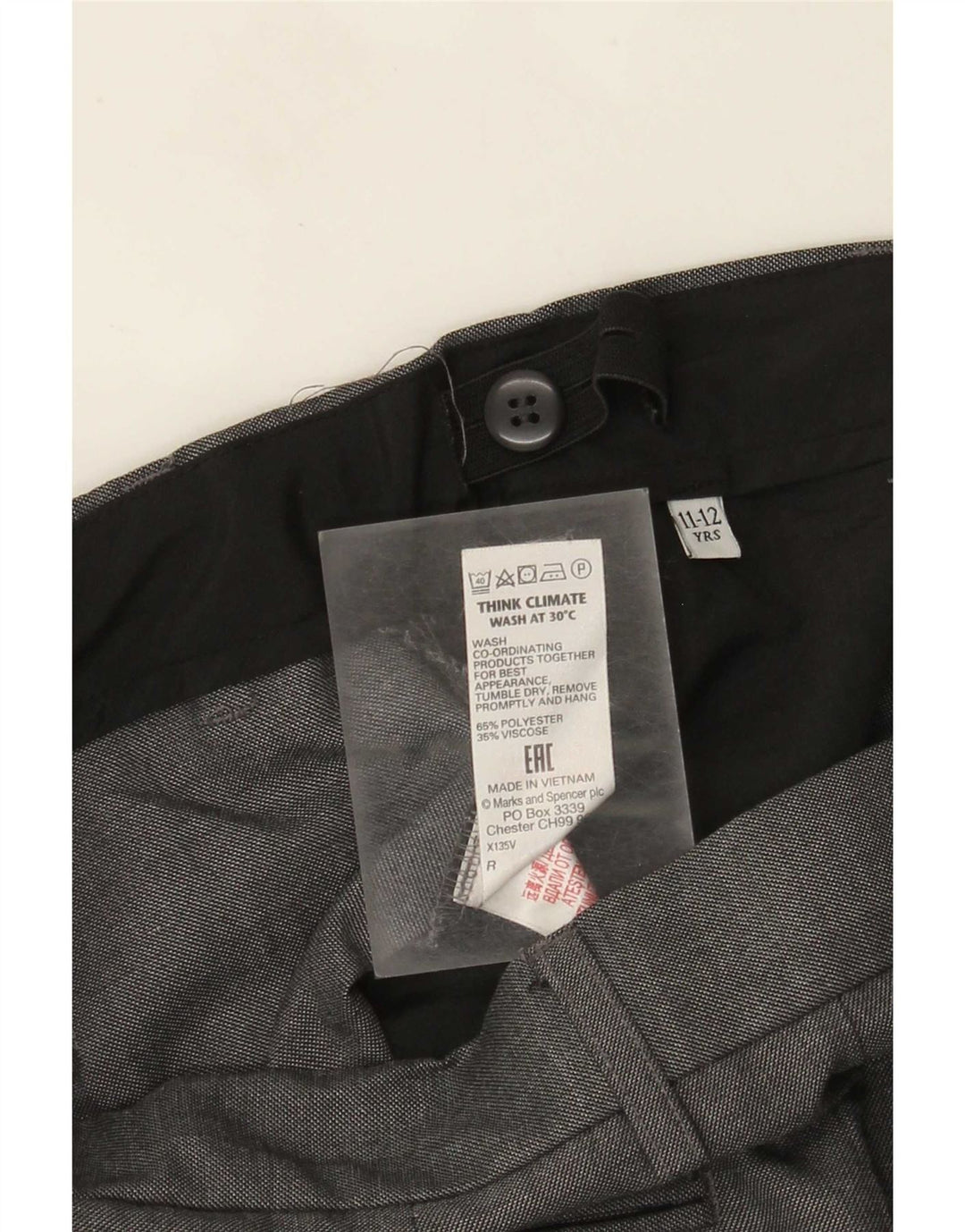 Pantaloni da abito dritti Marks & Spencer per ragazzi 11-12 anni W28 L26 Grigi