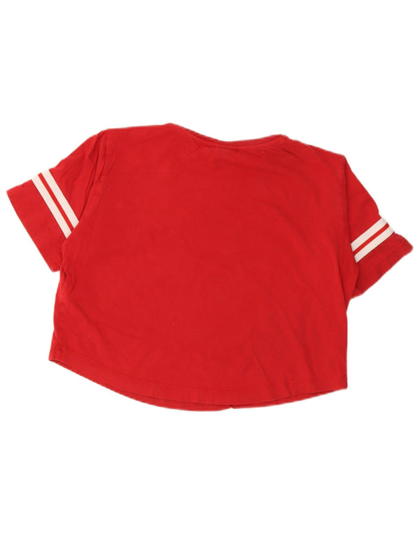 T-shirt grafica corta da donna Champion Top UK 10 piccola in cotone rosso