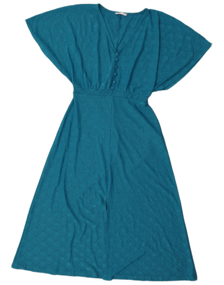Abito a trapezio da donna Zara a pipistrello UK 12 Poliestere geometrico blu medio
