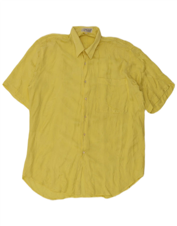Camicia da uomo a maniche corte Clinique in viscosa giallo medio