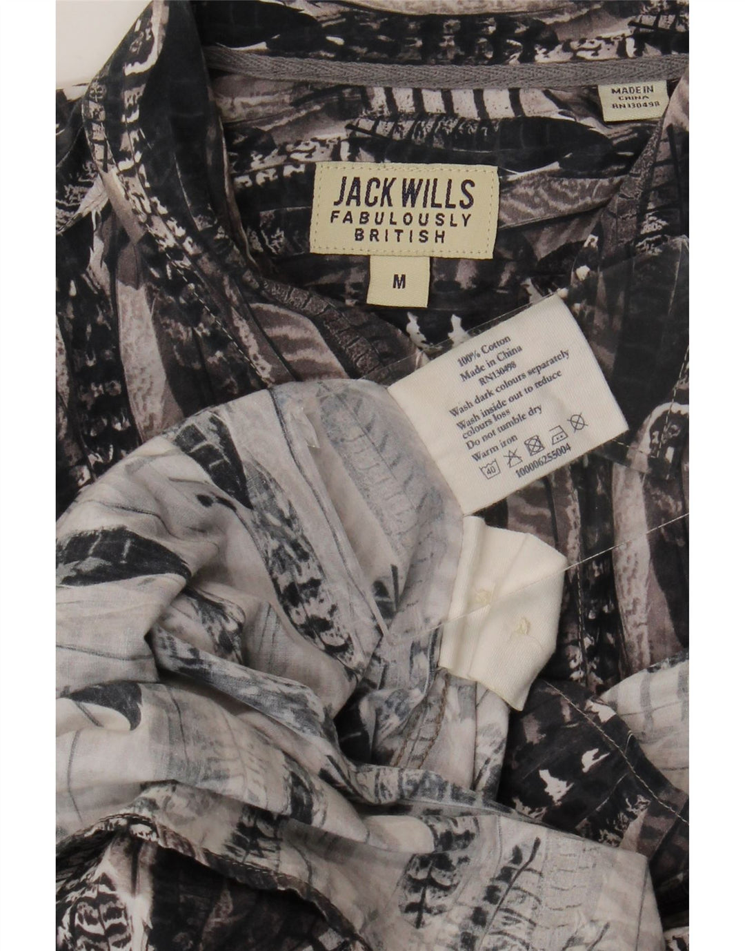 Camicia da uomo con motivo astratto Jack Wills in cotone grigio medio