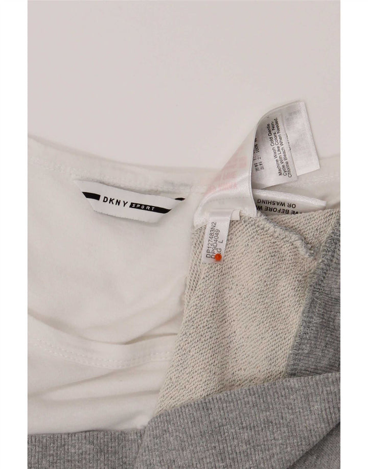 Felpa lunga da donna Dkny, maglione UK 16, grande, grigio, color block