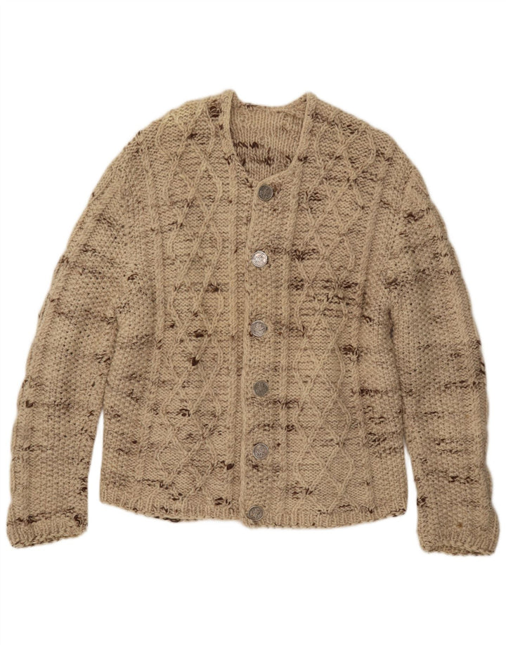 Maglione cardigan da uomo vintage grande beige screziato