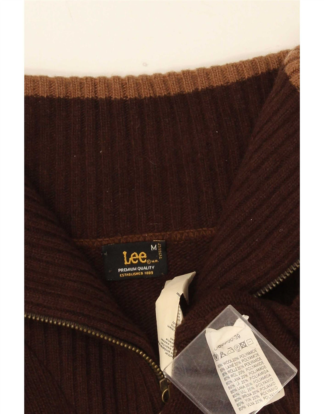 Maglione cardigan grafico da uomo Lee in lana marrone medio