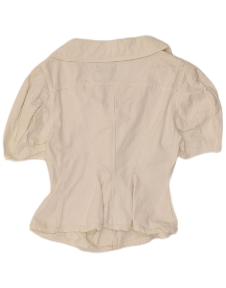 Camicetta vintage da donna a maniche corte UK 12 bianca media