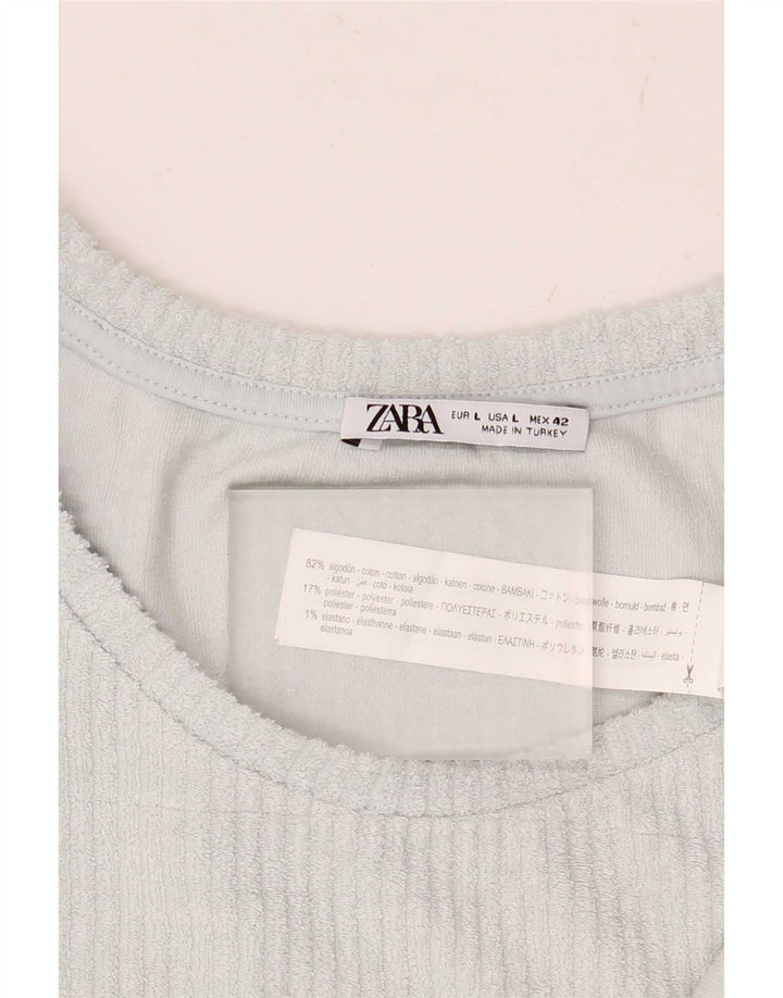 Canotta da donna Zara UK 16 grande in cotone blu