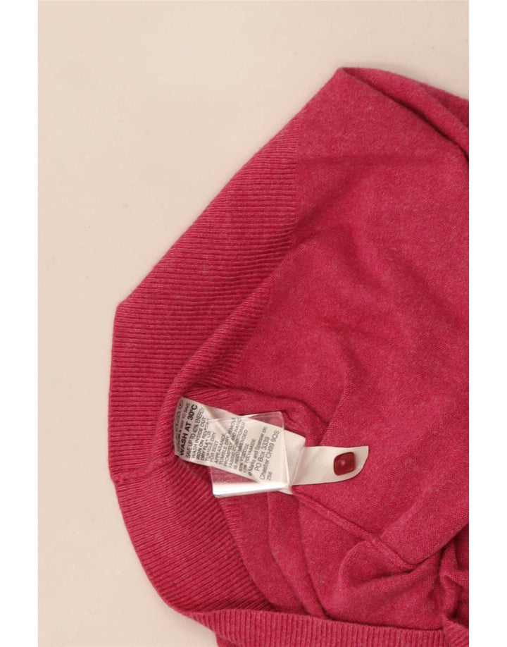 Maglione cardigan sul davanti con volant corto da donna Marks & Spencer UK 8 piccolo rosa