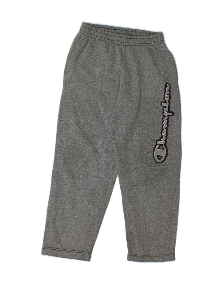 CHAMPION Boys Graphic Tracksuit Trousers 7-8 Years Small Grey Cotton Vintage Champion and Second-Hand Champion from Messina Hembry 