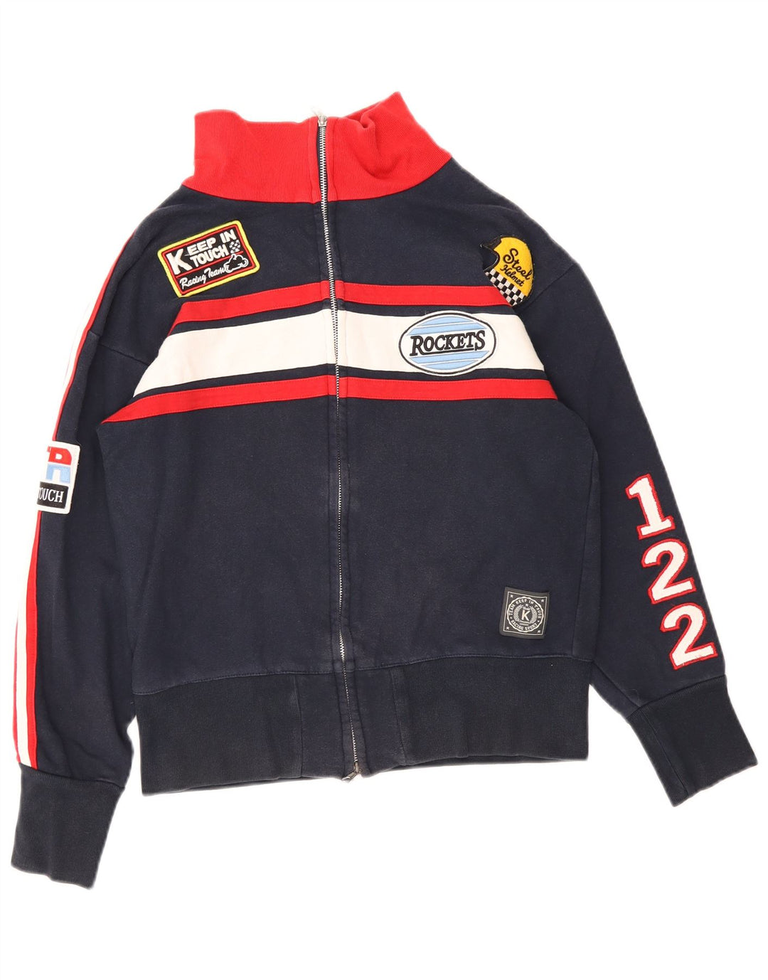 Giacca da ginnastica vintage da uomo in stile motoristico piccola blu navy retrò