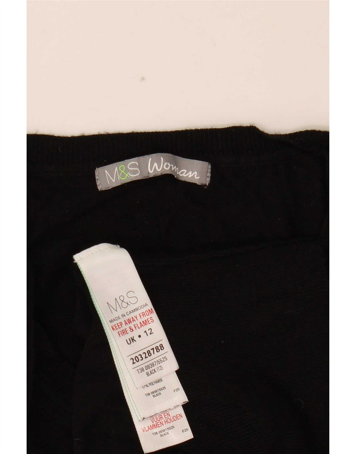 Maglione corto con scollo a V da donna Marks & Spencer UK 12 medio nero