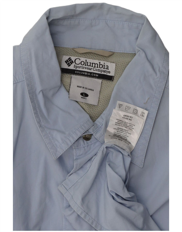 COLUMBIA Mens Short Sleeve Shirt Large Blue Cotton