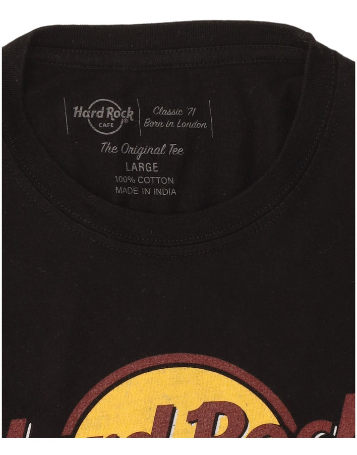 HARD ROCK CAFE T-shirt grafica da donna Vienna Top UK 14 grande cotone nero