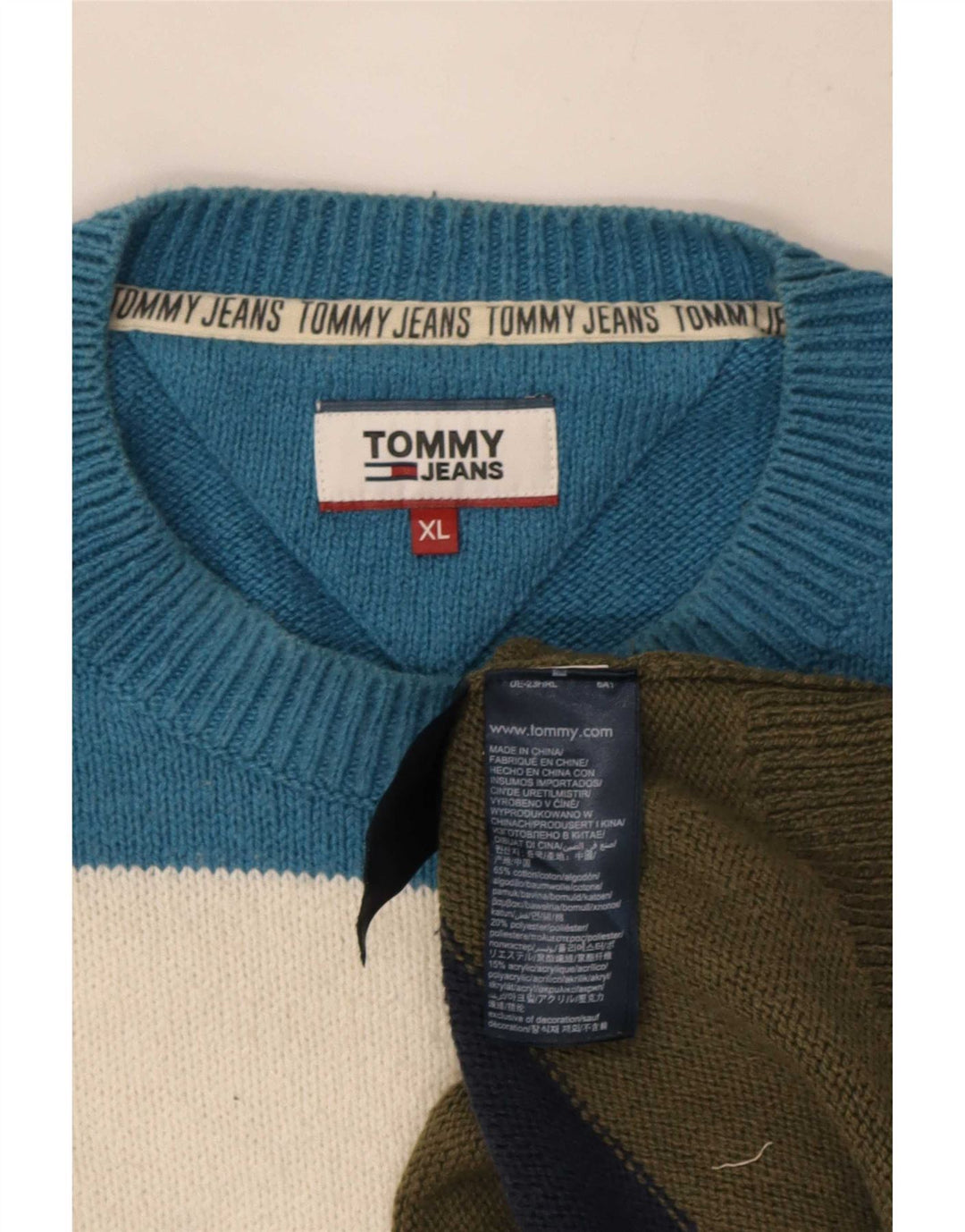 Maglione maglione girocollo da uomo Tommy Hilfiger XL a righe multicolore