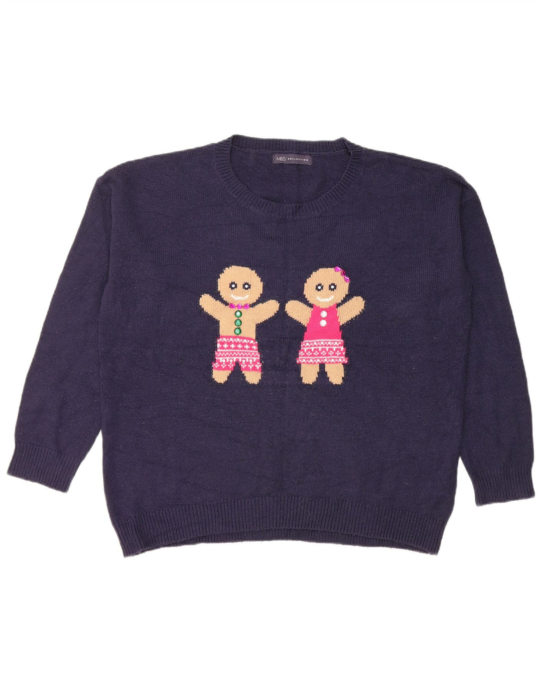 Maglione maglione girocollo da donna Marks & Spencer UK 16 grande blu navy