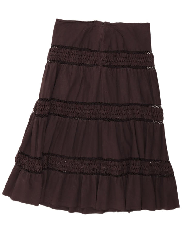 Gonna a strati da donna Nicole Farhi UK 16 grande W34 cotone nero