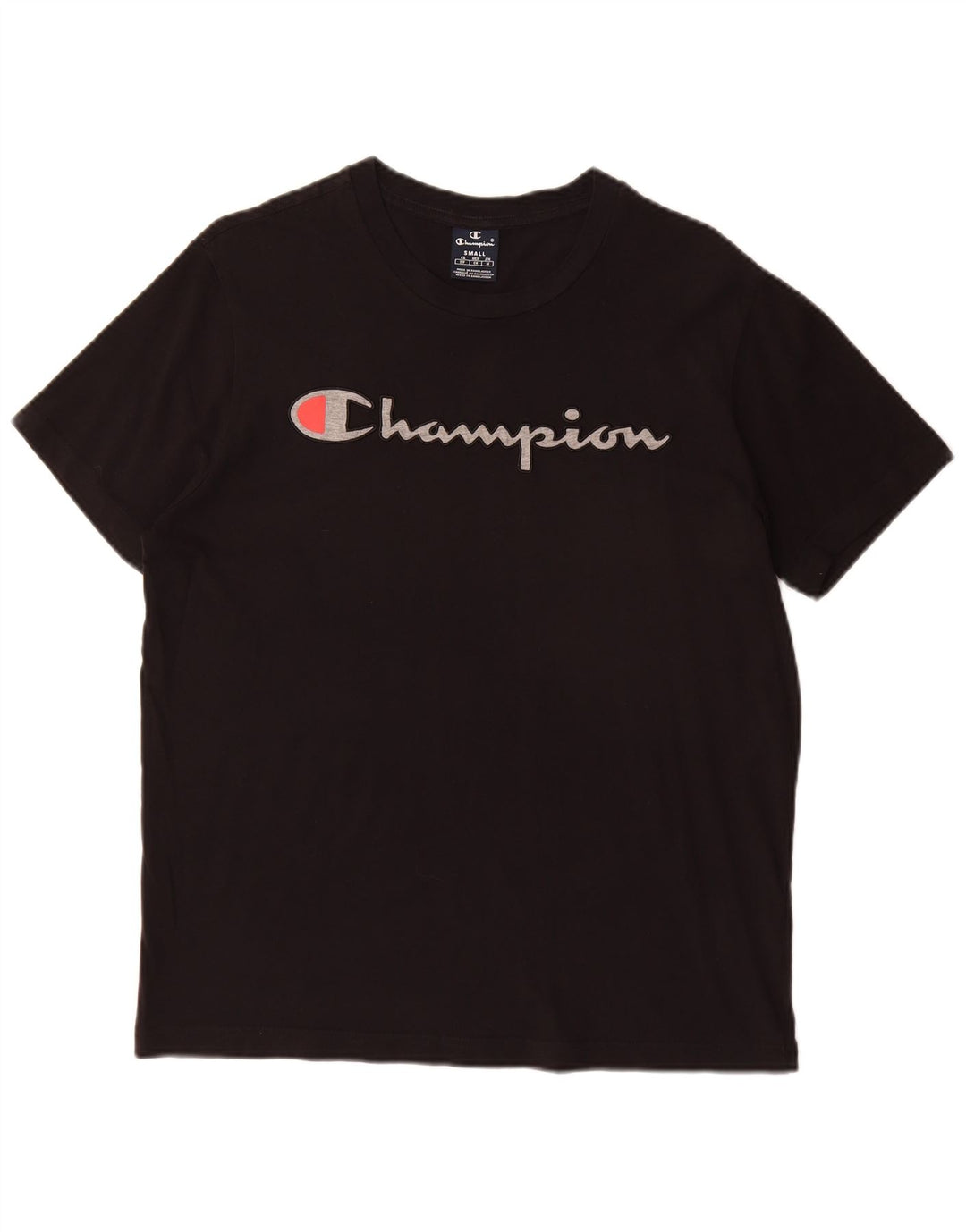 T-shirt grafica da uomo CHAMPION Top piccola in cotone nero