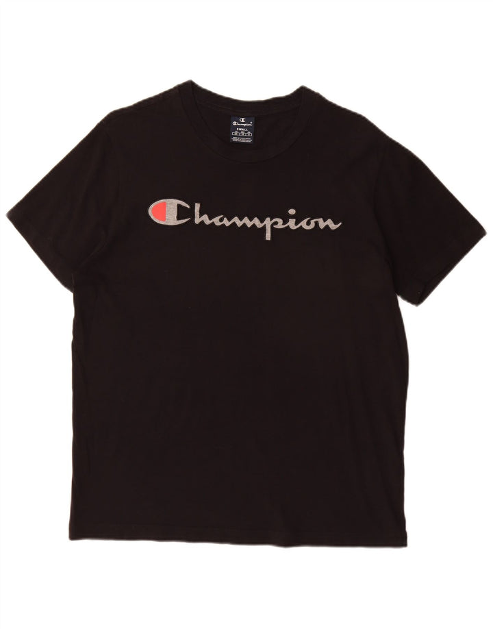 T-shirt grafica da uomo CHAMPION Top piccola in cotone nero