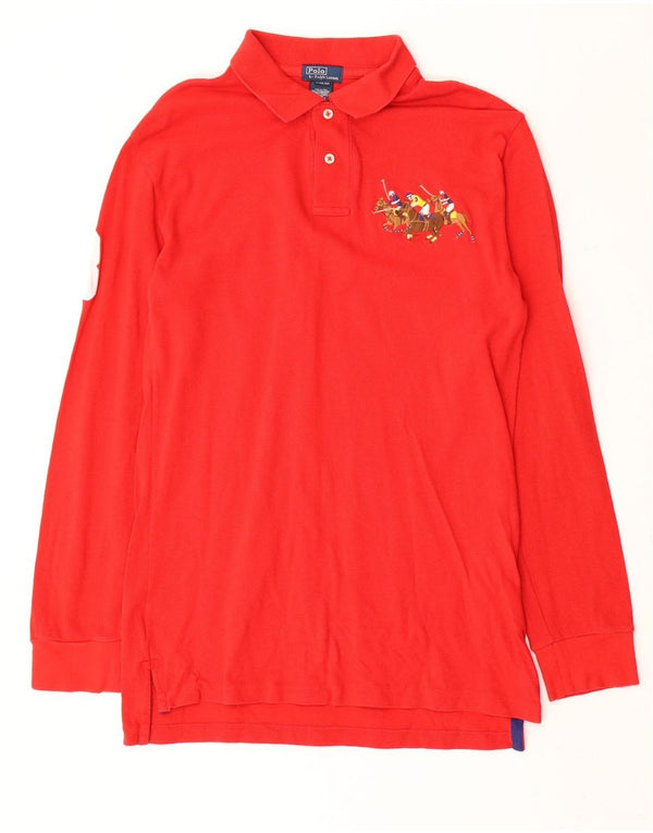 Polo Ralph Lauren Boys Graphic Long Sleeve Shirt 15-16 Years XL Red Cotton