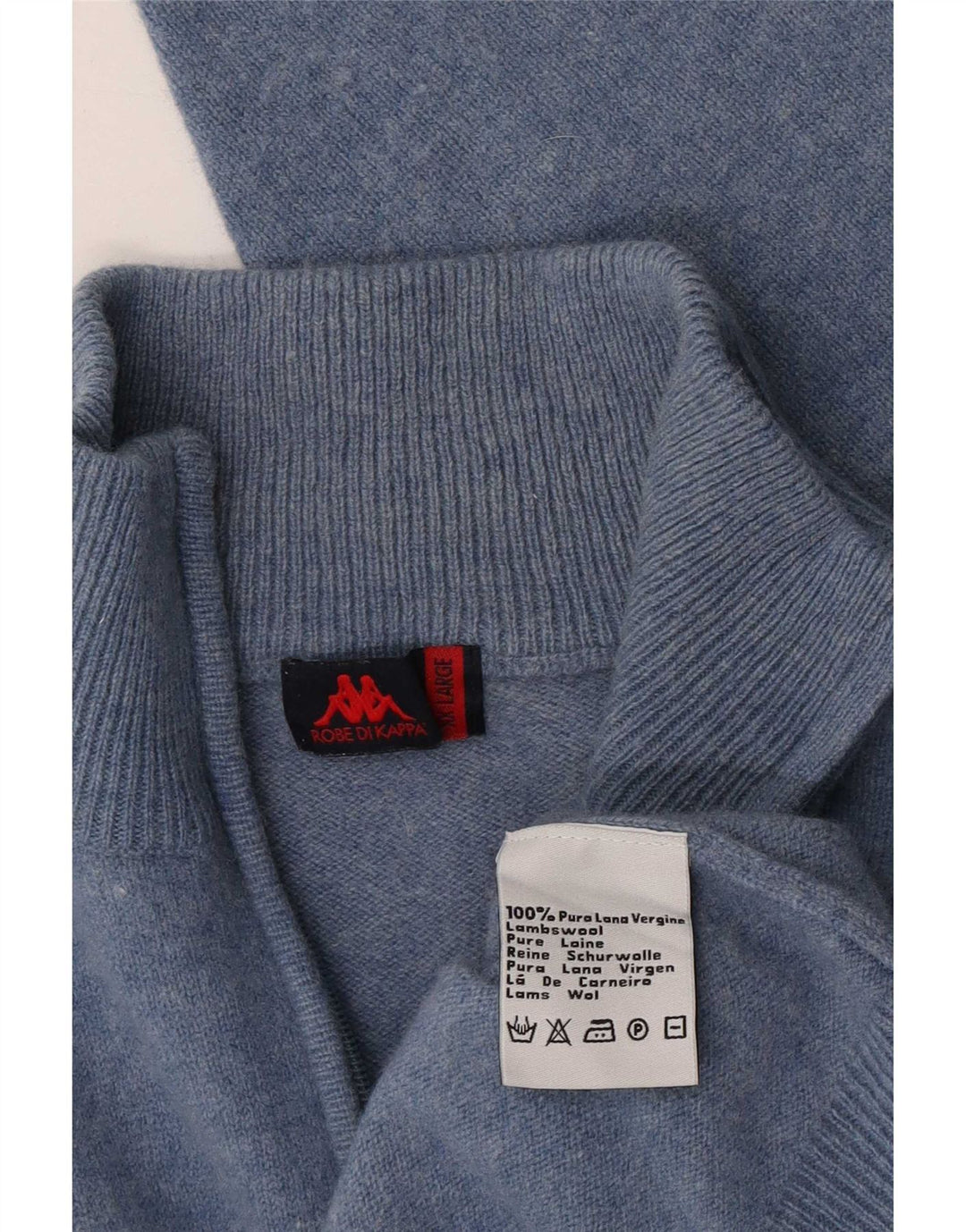 Maglione Kappa da uomo con zip e collo 2XL in lana vergine screziata blu