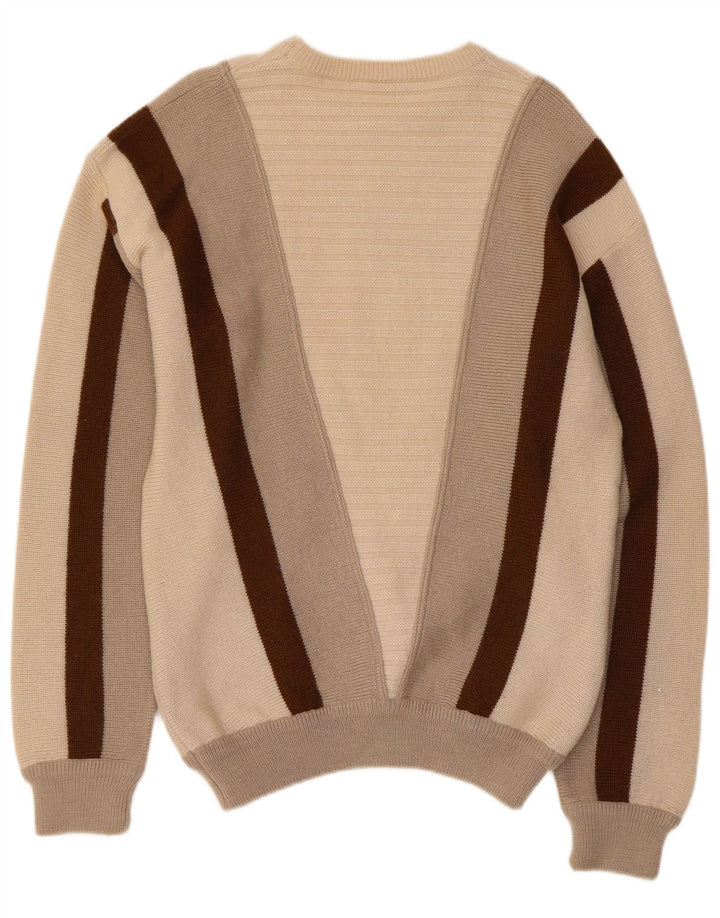 Maglione maglione girocollo da uomo Orville in lana color block beige medio