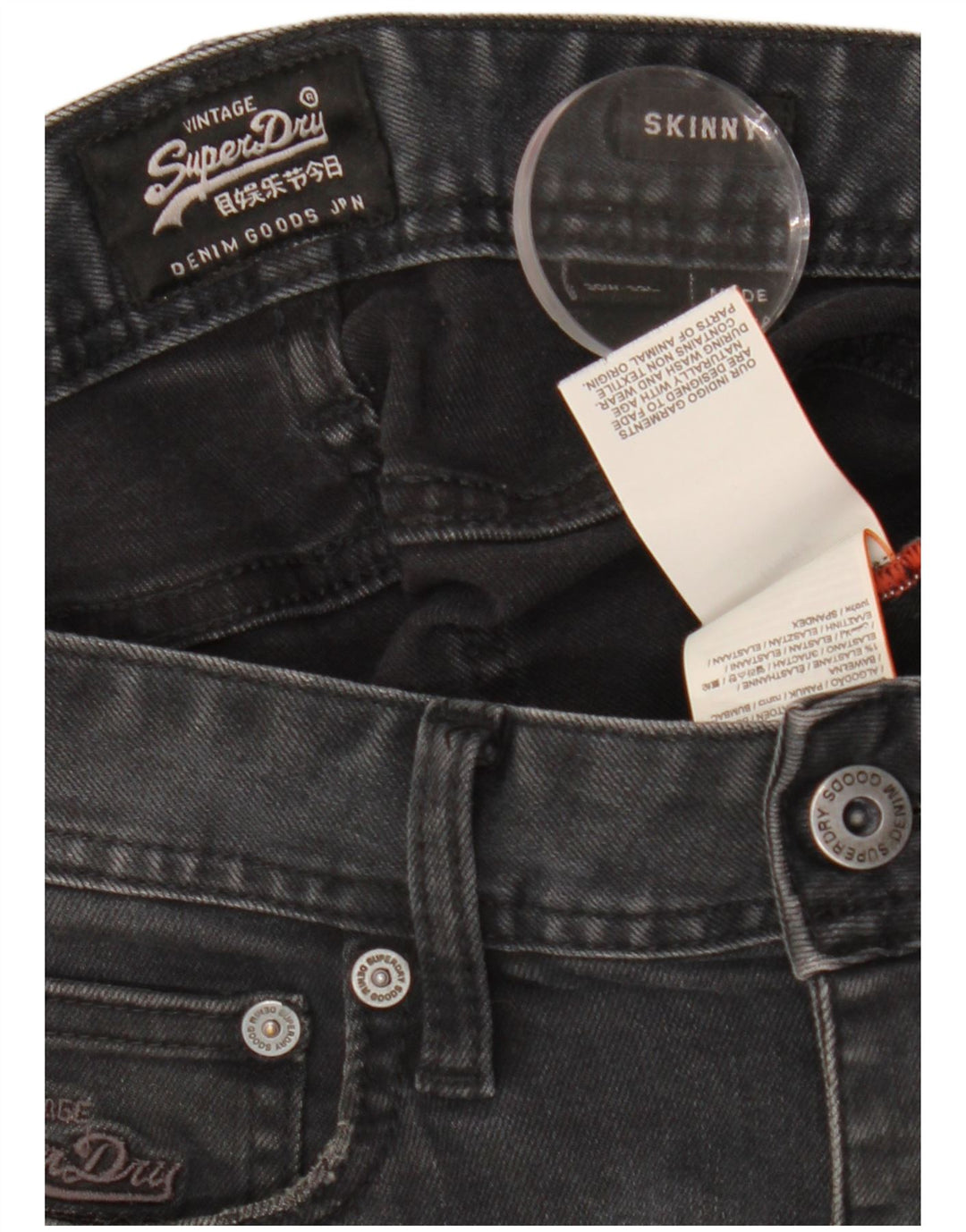 Jeans skinny effetto invecchiato da donna Superdry W30 L32 cotone nero